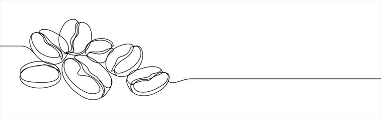 Coffee beans continuous one line drawing. Caffeine sign.