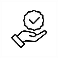 Certified Quality Assurance Icon – Trust & Guarantee Line Vector for Business Use