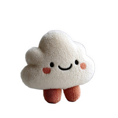 Adorable happy cloud plush toy soft white fluffy cute cartoon kid fun baby on transparent background