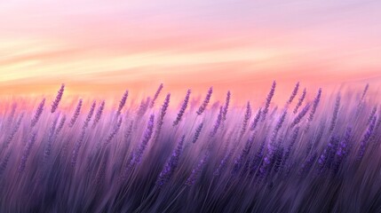 Obraz premium Colorful lavender field at sunrise or sunset.