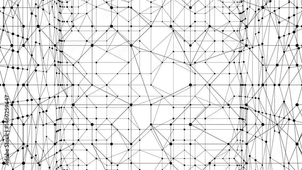 Aufkleber Technology abstract background. Dots connected by lines. Minimalist mesh backdrop. Abstract polygonal shape. Plexus circles.