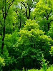 Green Trees on transparent background. are Forest and foliage in summer for both printing and web pages with cut path and alpha channel
