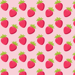 seamless pattern with strawberries on pink background