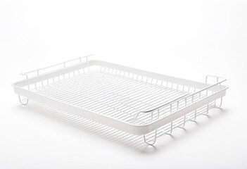 A wire basket on a white background.