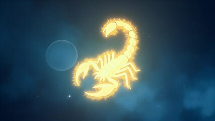 Abstract Night Sky Background Featuring the Scorpio Zodiac Sign Symbolism Represented Against a Cosmic Backdrop with Celestial Elements and a Spherical Globe - Powered by Adobe