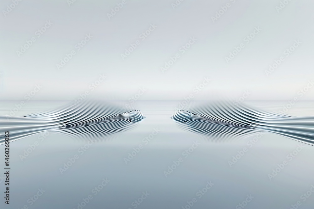 Aufkleber harmonious wave patterns reflecting symmetry in serene monochromatic scenery