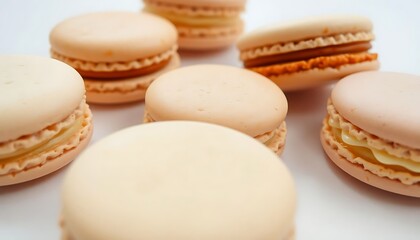 Fototapeta premium group of macaroons sitting on top of a white table