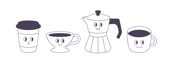 Cute vector characters coffee Mascots
