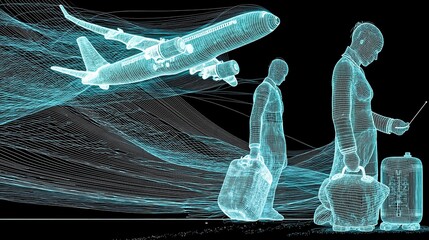 A group of people standing in front of an airplane