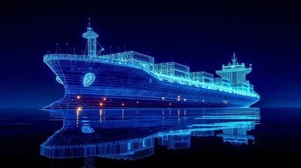 A large ship in the middle of a body of water at night