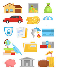 Insurance Services and Financial Icons Collection.