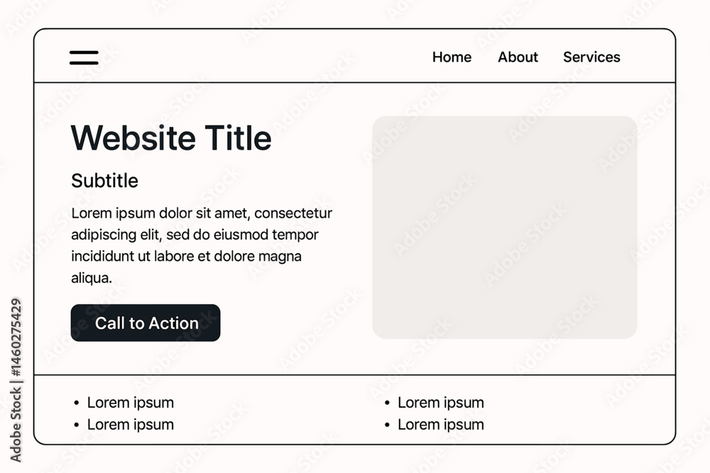 Poster vector illustration of clean minimalist web interface with whitespace balance, sans-serif fonts, sub