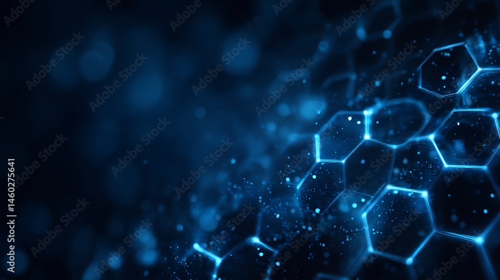 Poster advanced technology and innovative hexagonal grid system in cyber style