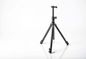 A black tripod on a white background.