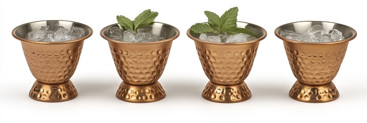 Copper-look, hammered-finish, small, ice-filled drinkware