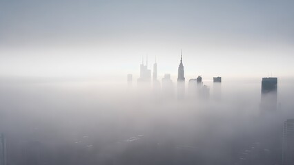Obraz premium City skyline in misty morning