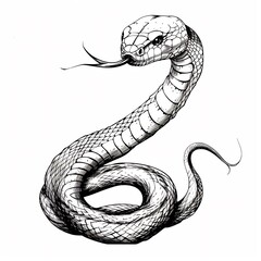 Fototapeta premium background Minimalist silhouette Snake head raised alert tongue flick clean vector lines main color black accent color none simple