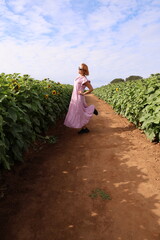 girl in sunflower field