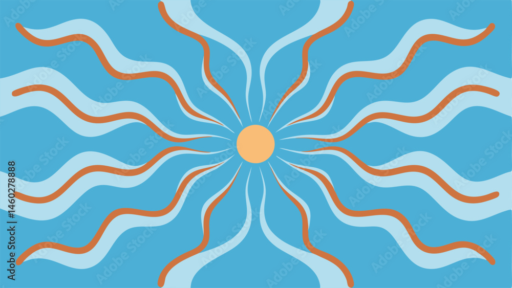 Poster hydration waves wavy lines radiating outward from a central point simulating the soothing effect of 