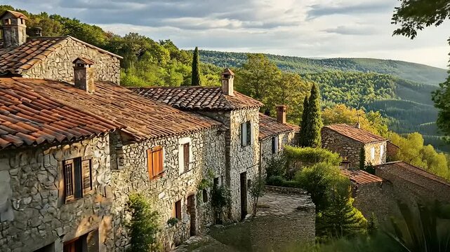 Charming Stone Village in Provence France with Scenic Landscape and Architecture