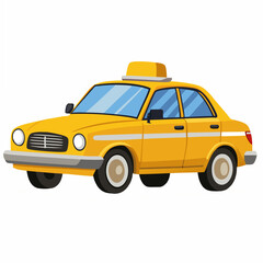 Obraz premium Taxi yellow car. Taxi service public and city.New York City Taxi.Suitable for children's books, sticker,t shirt design, mascot, logo. Isolated vector illustration on white backgroud