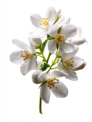 Obraz premium Loose Arrangement of Delicate Jasmine Blossoms on Pristine White Background