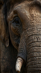 Close-Up of Asian Elephant’s Trunk and Tusks