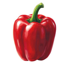 Vibrant red pepper resting against a Transparent background showcasing its glossy texture and shape, red pepper transparent