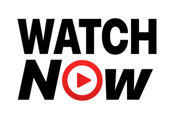 Watch Now video button or icon in vector format. Ideal for streaming platforms, YouTube thumbnails, video previews, call-to-action graphics, and digital media Graphic design.