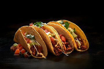 tacos on dark black background National Taco Day