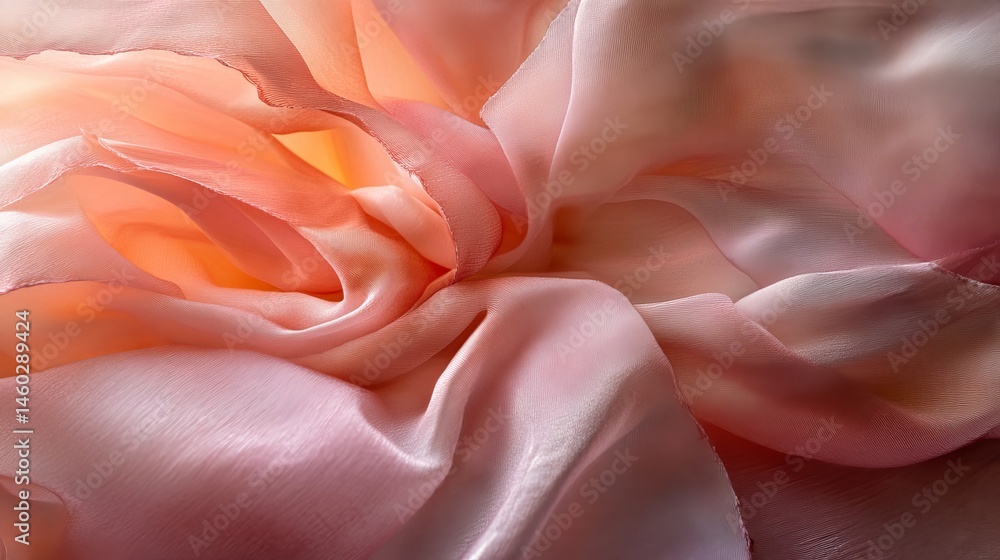 Poster peach and rose gold shimmering silk fabric texture elegant draped soft flowing luxurious smooth gent