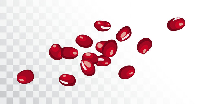 Red adzuki beans, falling raw aduki bean pile, Vigna angularis legume seeds, flying