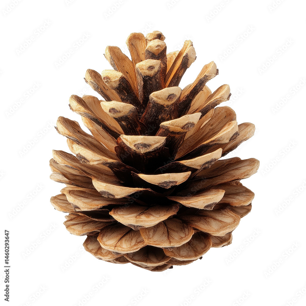 Poster detailed view of a pine cone on a clean transparent background highlighting its intricate textures a