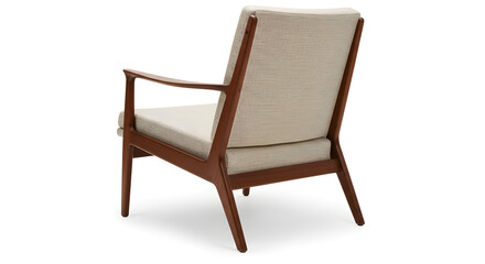 Fototapeta premium Sophisticated Mid Century Modern Armchair With Wooden Frame And Beige Upholstery