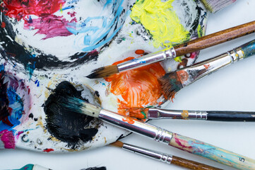 Obraz premium Acrylic painting sessions at school