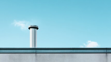 Metal vent pipe on a rooftop against a clear sky