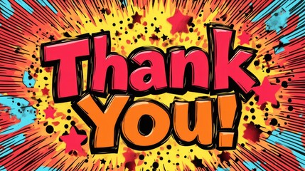 A vibrant thank you graphic