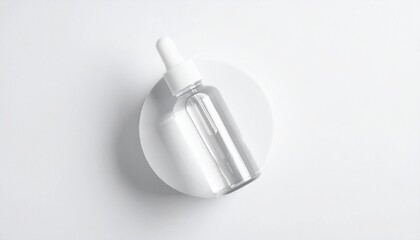 Naklejka premium face toner bottle balancing isolated on white background top view high contrast commercial product photography e commerce showcase