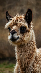 Fototapeta premium Isolated Llama with Woolly Coat