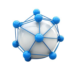 Global network connection abstract sphere blue nodes white core technology