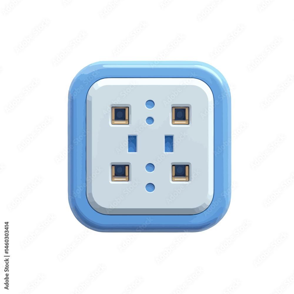 Poster volumetric illustration of an ethernet port showcasing connectivity features and design elements in 