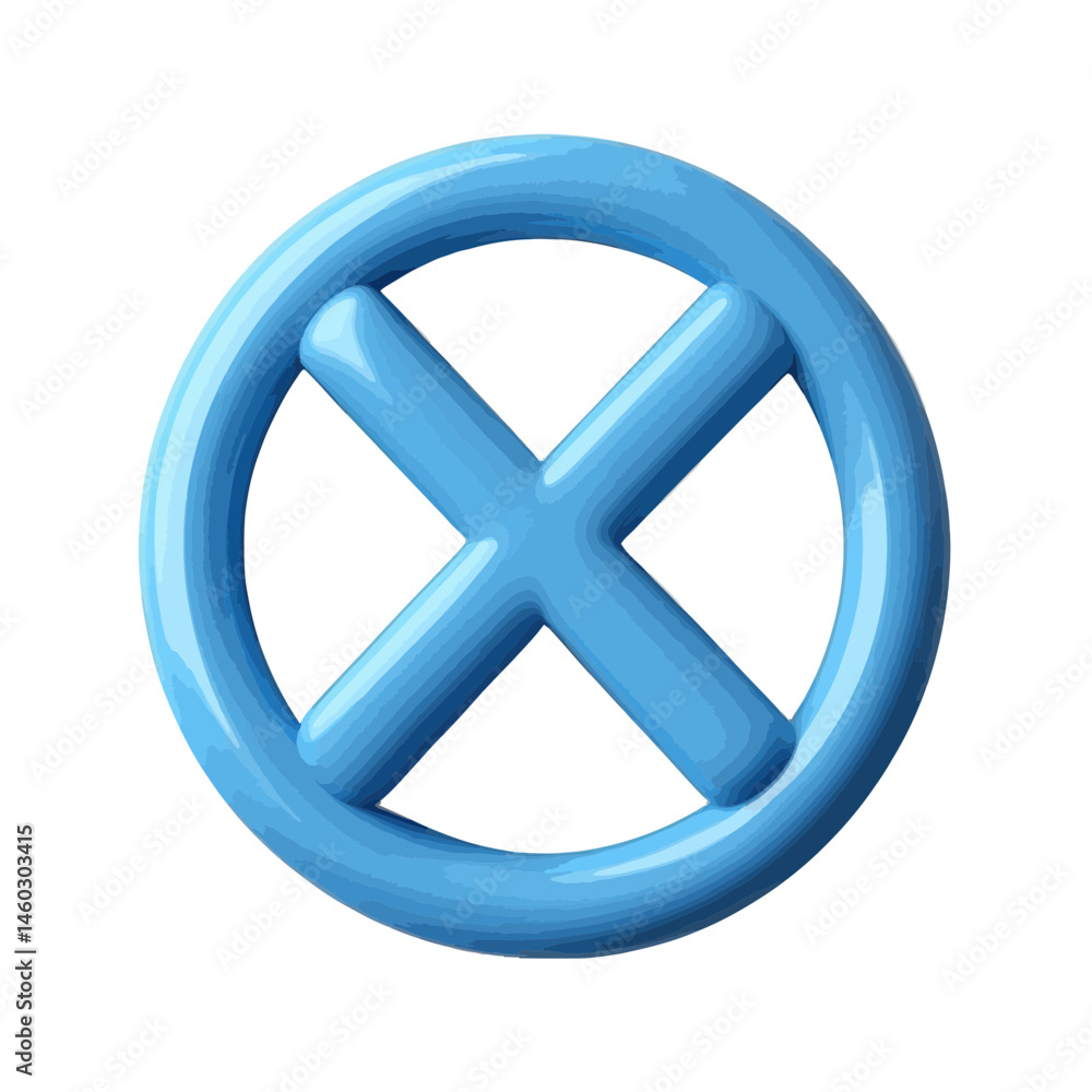 Poster volumetric illustration of a blue cross symbol in a circular form against a plain background illustr