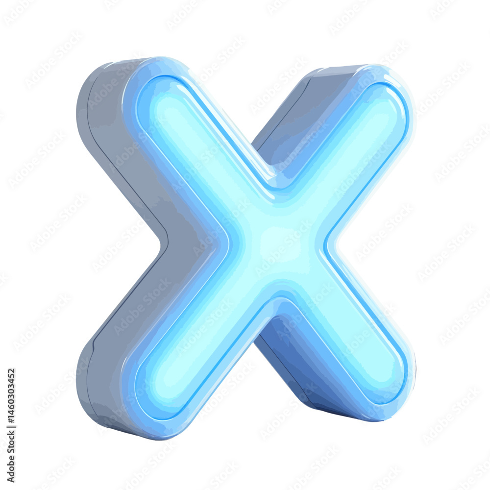 Poster volumetric illustration of a glowing ad block symbol designed for digital platforms and content filt