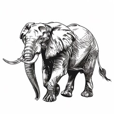 Obraz premium Minimalist silhouette Elephant walking steady powerful clean vector lines main color black accent color none simple background