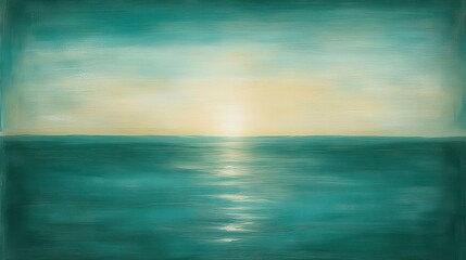 Obraz premium Serene, teal sunset over a calm sea.