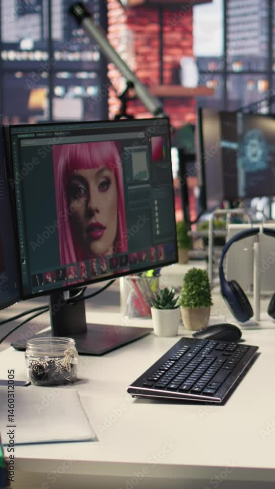 Aufkleber vertical video organized creative workspace for graphic designers and photographers, featuring a dua