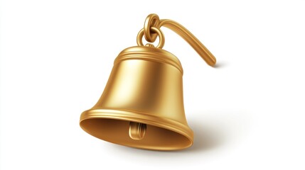 Golden bell, isolated, white background, announcement