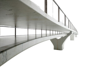 Modern white concrete bridge architectural design structure 3d art grey on transparent background