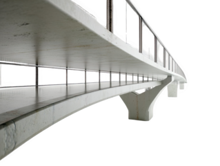 Modern white concrete bridge architectural design structure 3d art grey on transparent background