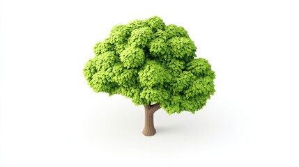 Lush green tree, isolated, white background, nature
